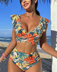 Women's Two-piece Swimsuit Ruffled Halter Bikini