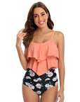 High Waist Two-piece Suit Swimsuit Women's Ruffled