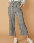 Women's Plaid Tie Waist Cropped Pants in Fall Glen