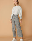 Women's Plaid Tie Waist Cropped Pants in Fall Glen