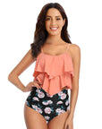 High Waist Two-piece Suit Swimsuit Women's Ruffled