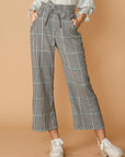 Women's Plaid Tie Waist Cropped Pants in Fall Glen
