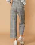 Women's Plaid Tie Waist Cropped Pants in Fall Glen