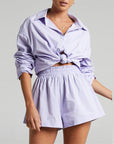 Women Tracksuits Shirt With Mini Shorts Cotton Two Pieces