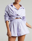 Women Tracksuits Shirt With Mini Shorts Cotton Two Pieces