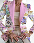 Women's Fashion Printed Suit Slim Jacket