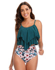 High Waist Two-piece Suit Swimsuit Women's Ruffled