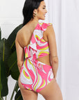Marina West Swim Vitamin C Asymmetric Cutout Ruffle Swimsuit in Pink
