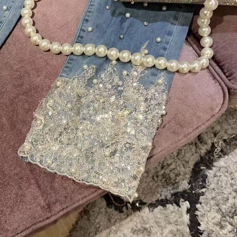 Women&#39;s Embellished Sequined Jeans