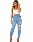 Women's Fashion Washed Blue Jeans