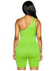 Solid Color One Shoulder Yoga Short Bodysuit
