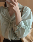 French Lapel Loose Temperament Women's Long-sleeved Shirt