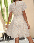 Women's V-neck Floral Print Butterfly Sleeve Short Sleeved Vacation Dress