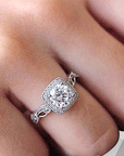 2.88 CT Lab Grown  Diamond Cushion Halo Bridal Engagement Ring 18Ct White