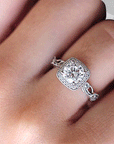2.88 CT Lab Grown  Diamond Cushion Halo Bridal Engagement Ring 18Ct White