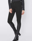 Black Leather Contrast Skinny Pants