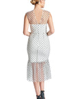Muse Dress - Sleeveless polka dot midi mesh dress