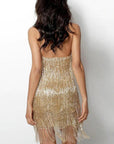 Gold Fringe Bodycon Mini Dress