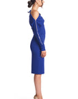 Josefa Asymmetric Dress - Long sleeve Convertible Midi Dress w/gold