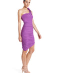Harper Dress - Asymmetric ribbed dress with ruching and one shoulder