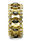 TK2907 - IP Gold(Ion Plating) Stainless Steel Ring with Crystals