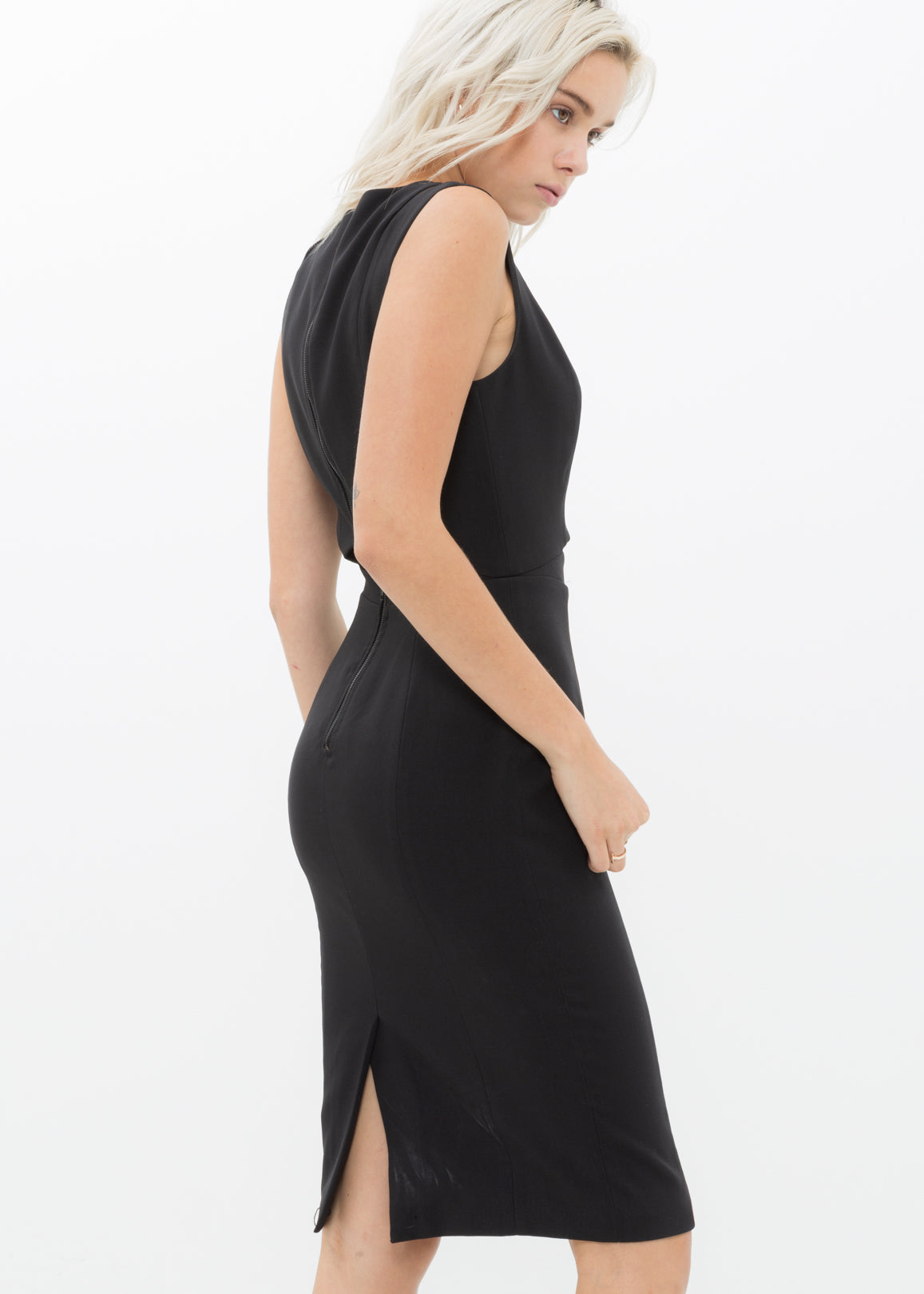 Women&#39;s Set Impression Keyhole Front Midi Dress In Black