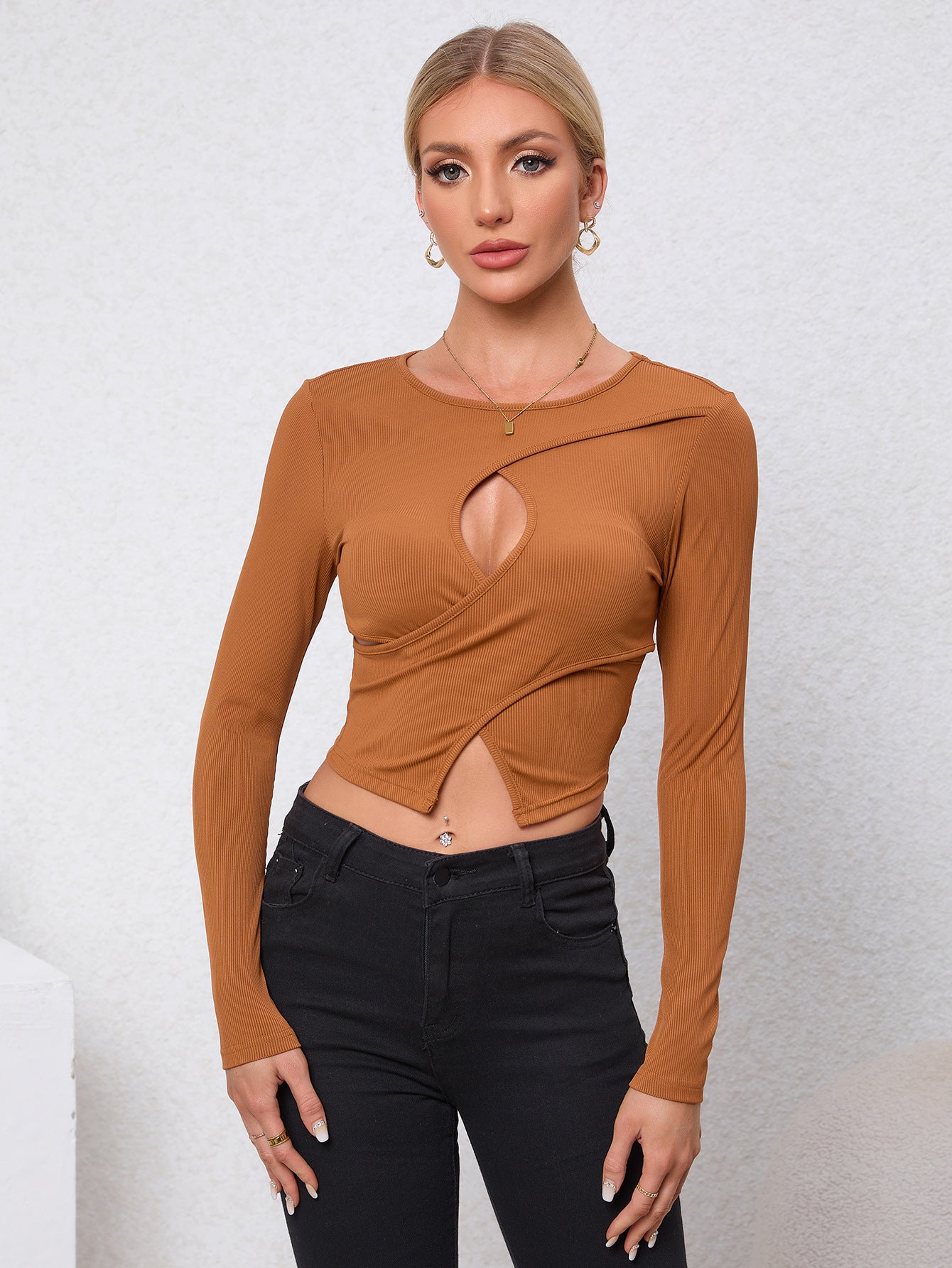 Women&#39;s Slim-fit Short Sexy Hollow-out Top