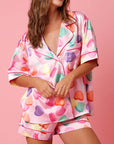 Satin Printed Two-piece Pajamas For Women