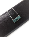 Gemstone Bar Necklace, Emerald Necklace, Sterling Silver Minimalist