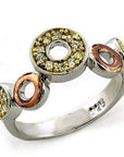 Gold+Rhodium 925 Sterling Silver Ring w/CZ