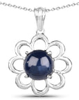 4.65 Carat Genuine Blue Sapphire .925 Sterling Silver Pendant